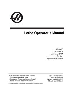 Lathe Operators Manual 96-8900 Rev A English January 2014 | PDF