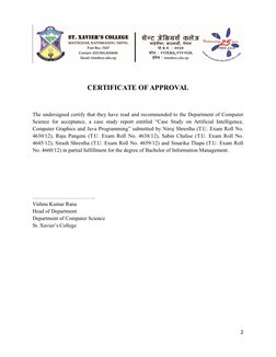 CERTIFICATE OF APPROVAL
The undersigned certify that they have read and recommended to the Department of Computer
Science for