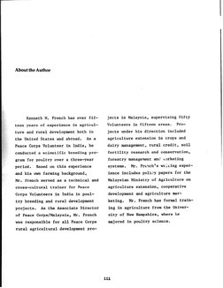About the Author 
Kenneth 
M. French 
has over 
fif- 
teen 
years 
of experience 
in agricul- 
ture 
and rural 
development