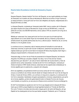 Reseña Sobre El problema Limitrofe de Venezuela y Guyana
T1T
Guayana Esequiba, llamada también Territorio del Esequibo, es un