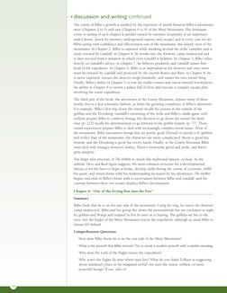 10
The extent of Bilbo’s growth is marked by the repetition of motifs between Bilbo’s adventures 
west (Chapters 2 to 5) and