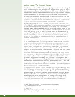 critical essay: The Uses of Fantasy
Good fantasy offers the possibility of active, serious participation by the reader in an