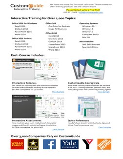 Microsoft Excel 2016 Quick Reference Card - 2016 CustomGuide | PDF ...
