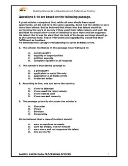 Building Standards in Educational and Professional Testing 
SAMPEL PAPER DATA PROCESSING OFFICER 
3 
Questions 6-10 are bas