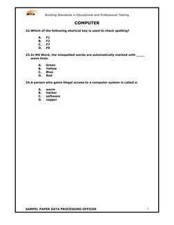 Building Standards in Educational and Professional Testing 
SAMPEL PAPER DATA PROCESSING OFFICER 
7 
COMPUTER 
 
22. Which