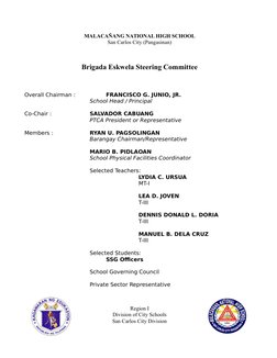 Brigada Committee Brigada Eskwela 2023 Committee Guide | PDF | Volunteering | Committee