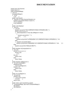 DOCUMENTATION 
import java.util.Scanner;
import java.io.*;
class C