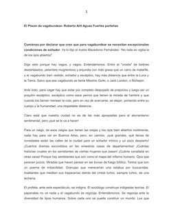 1
El Placer de vagabundear- Roberto Arlt Aguas Fuertes porteñas
Comienzo por declarar que creo que para vagabundear se necesi