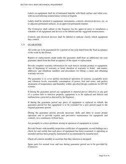 SECTION 15010 -BASIC MECHANICAL REQUIREMENT 
 
 
 
 
 
 
 
Page 10 of 16                                     
Labels on equip