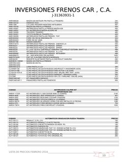10
INVERSIONES FRENOS CAR , C.A.
J-31363931-1
ANR/096028
MAZDA 626 MATSURI PIN PASTILLA TRASERO
240
ANR/125122
DAEWOO TICO
63