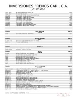 10
INVERSIONES FRENOS CAR , C.A.
J-31363931-1
12361-87401
BASE MOTOR TOYOTA TERIOS IZQ.
6000
12362-87401
TOYOTA TERIOS DER.
0