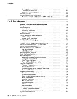 Contents
 
 
Ordinary USING Instruction
. . . . . . . . . . . . . . . . . . . . . . . . . . . . .  220
Labeled USING Instru