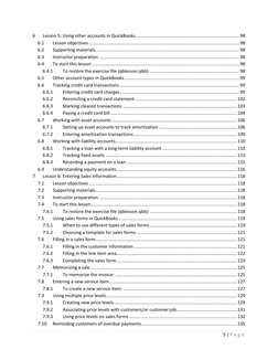 5 | 
 
P a g e
 
6 
Lesson 5: Using other accounts in QuickBooks ............................................................
