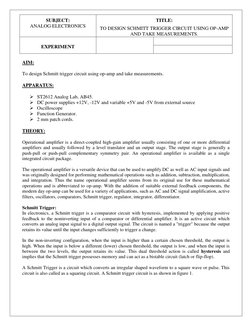 Schmitt Trigger Circuit Design Using Op-Amp | PDF | Operational ...