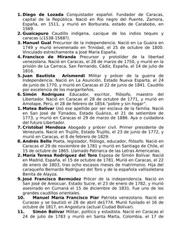 1. Diego  de  Lozada  Conquistador  español.  Fundador  de  Caracas,
capital  de  la  República.  Nació  en  Rio  negro  del