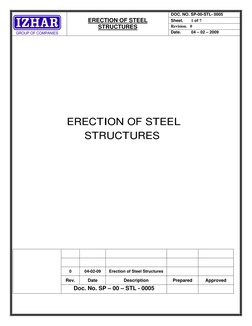 ERECTION OF STEEL 
STRUCTURES 
DOC. NO. SP-00-STL- 0005 
Sheet.       1 of 7 
Revision.   0 
Date.         04 – 02 – 2009