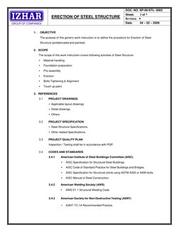 ERECTION OF STEEL STRUCTURE 
DOC. NO. SP-00-STL- 0003 
Sheet.       3 of 7 
Revision.   0 
Date.         04 – 02 – 2009