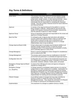 Last Revised: 6/1/2011 
 
 
 Page 6 of 24 
Key Terms & Definitions 
 
Term 
Definition 
Action Items 
The purpose of th
