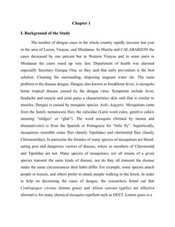 Chapter 1
I. Background of the Study
The number of dengue cases in the whole country rapidly increase last year
in the area o