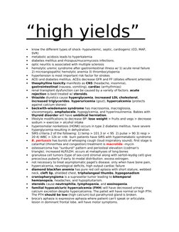 “high yields” 

know the different types of shock- hypovolemic, septic, cardiogenic (CO, MAP, 
SVR)

metabolic acidosis lea
