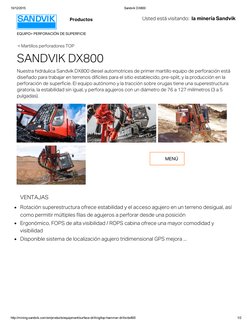 10/12/2015
Sandvik DX800
http://mining.sandvik.com/en/products/equipment/surface­drilling/top­hammer­drills/dx800
1/2
 
Produ