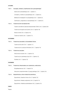 OCTUBRE 
TEMA 1.     Concepto, método y clasificación de la psicopatología 
                   Historia de la psicopatología