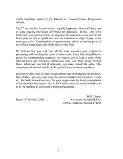 4
vitally important aspect of pay fixation i.e. Assured Career Progression 
scheme.  
 
The 2nd unit on Pay fixation is als