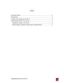 Implementación de 802.1x 
1 
 
INDICE 
 
 
Conceptos Previos ................................................................