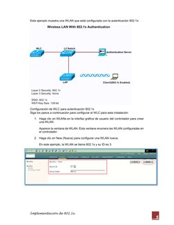 Implementación de 802.1x 
5 
Este ejemplo muestra una WLAN que está configurada con la autenticación 802.1x: 
 
Configuración