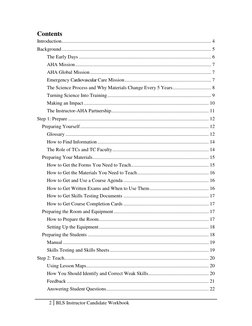 2 BLS Instructor Candidate Workbook 
 
Contents 
Introduction .............................................................