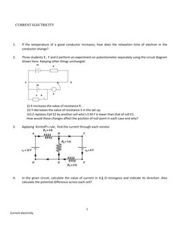 Class 12 Current Electricity Worksheet | PDF | Electric Current ...