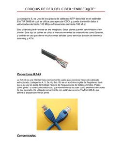 CROQUIS DE RED DEL CIBER “ENRRED@TE” 
La categoría 5, es uno de los grados de cableado UTP descritos en el estándar 
EIA/TIA