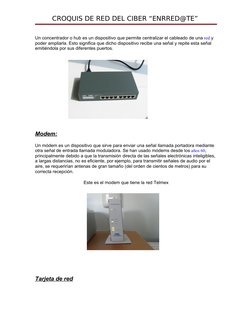 CROQUIS DE RED DEL CIBER “ENRRED@TE” 
Un concentrador o hub es un dispositivo que permite centralizar el cableado de una red
