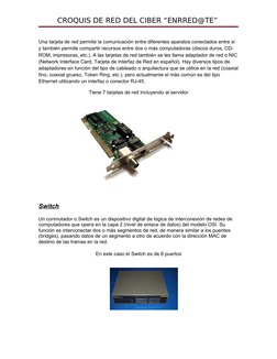 CROQUIS DE RED DEL CIBER “ENRRED@TE” 
Una tarjeta de red permite la comunicación entre diferentes aparatos conectados entre s