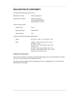 DECLARATION OF CONFORMITY
according to ISO/IEC Guide and EN 45014
Manufacturer’s Name:
Vetronix Corporation
Manufacturer’s Ad