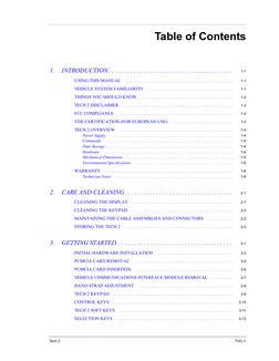Tech 2
TOC-1
Table of Contents
1. 
INTRODUCTION. . . . . . . . . . . . . . . . . . . . . . . . . . . . . . . . . . . . . . .