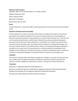 Mastercam 2017 Interface
Copyright: 1998 -2017 In-House Solutions Inc. All rights reserved
Software: Mastercam 2017
Author: M