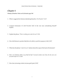 Chapter 1
(Vanity of Vanities: Notes on Ecclesiastes, pp. 1-6)
1.
What is suggested by Solomon identifying himself as “the Pr