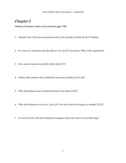 Chapter 2
(Vanity of Vanities: Notes on Ecclesiastes, pp. 7-16)
1.
Should verse 3 be seen as permission for God’s people to d
