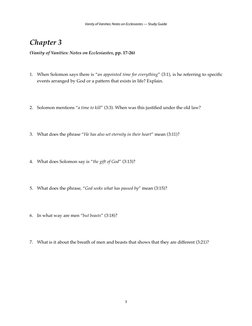 Chapter 3
(Vanity of Vanities: Notes on Ecclesiastes, pp. 17-26)
1.
When Solomon says there is “an appointed time for everyth