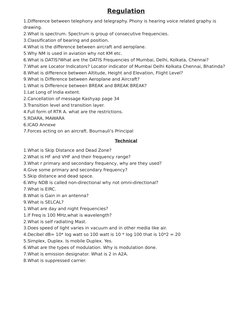 Regulation
1.Difference between telephony and telegraphy. Phony is hearing voice related graphy is 
drawing.
2.What is spectr