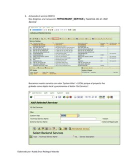 Elaborado por: Ruddy Enzo Reátegui Macedo 
 
6. Activando el servicio ODATA 
Nos dirigimos a la transacción /IWFND/MAINT_SERV