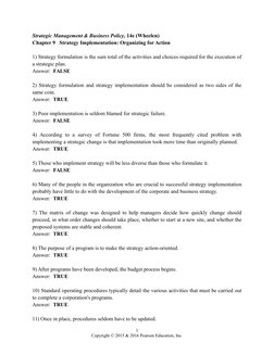 Strategic Management & Business Policy, 14e (Wheelen)
Chapter 9   Strategy Implementation: Organizing for Action
1) Strategy