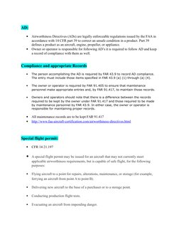 AD:

Airworthiness Directives (ADs) are legally enforceable regulations issued by the FAA in 
accordance with 14 CFR part 39