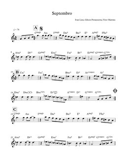 ™™
CŒ„Š9
A‹
FŒ„Š9
D‹9
B‹11
E9
AŒ„Š7
F©‹9
q = 76
A
™™
A¨‹9
D¨13
G¨Œ„Š7
E¨‹7
F‹9
B¨13
E¨Œ„Š7 G9(“4) G7(b9)
6
™™
C‹7
F‹7
B¨‹11
E