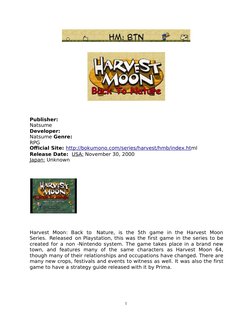 Harvest Moon: Back to Nature Guide | PDF | Infants | Food And Drink