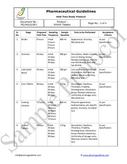 Hold Time Study Sample Protocol PDF | PDF | Tablet (Pharmacy) | Chemistry