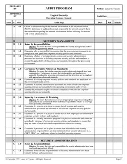 PREPARED
BY:
AUDIT PROGRAM
Author:  Lance M. Turcato
APPROVED
BY:
  
 Logical Security
Operating Systems - Generic
Audit Date