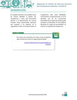 4 
Diplomado en Gestión de Recursos Humanos 
por Competencias Laborales | Unidad 14 
 
      Instituto profesional IACC| 2