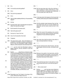 1
5
10
15
20
25
30
35
40
45
50
55
 7
1
5
10
15
20
25
30
35
40
45
50
55
Master Mason Degree Ritual as practiced in Nevada, cir